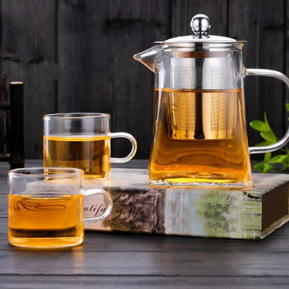 Elegant Glass Teapot with Stainless Steel Infuser – Premium Tea Brewing Set