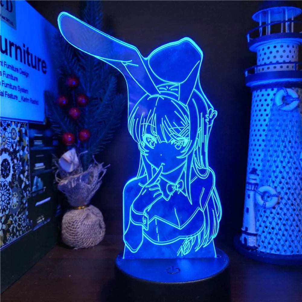 Illusion Anime LED Nightlight - Bunny Girl Senpai Mai Sakurajima Multi-Color Lamp