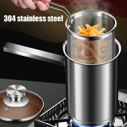 Premium Stainless Steel Deep Fryer Pot with Basket & Lid – Multifunctional Cooking Solution