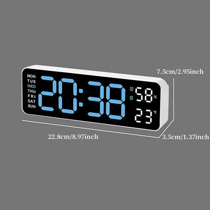 9-Inch Digital Wall Clock with USB Power, Temperature, Humidity, and LED Display