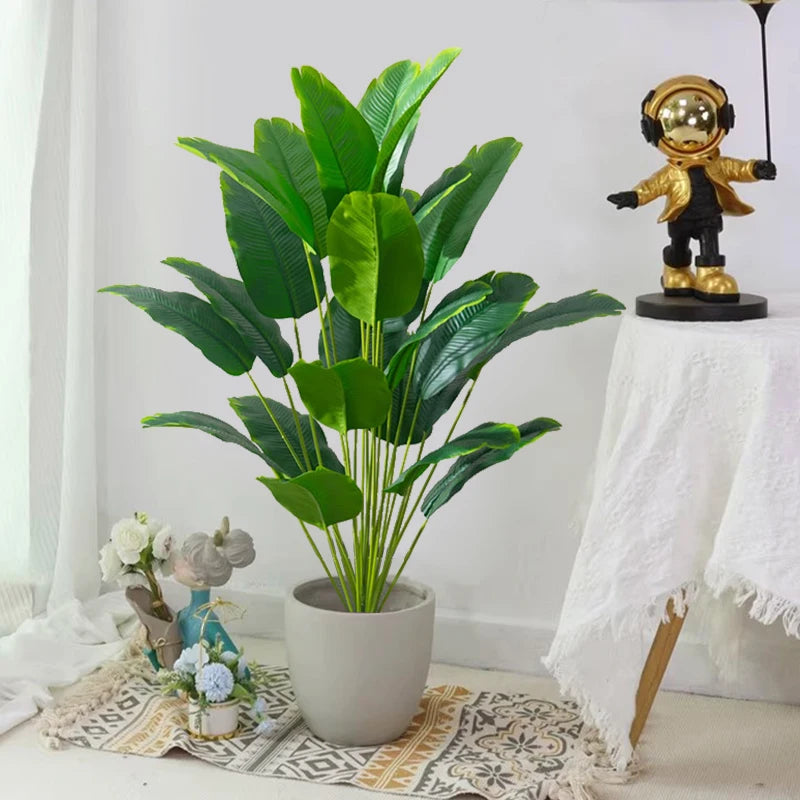 Artificial Tropical Palm Tree with Banana and Monstera Leaves – Realistic Fake Plant for Home, Garden, and Party Décor