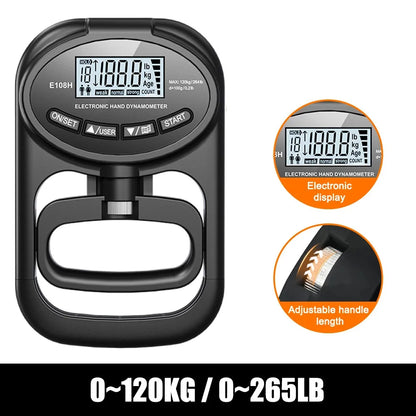 Digital Hand Grip Strength Meter – 265 Lbs Capacity with USB Charging and LCD Display