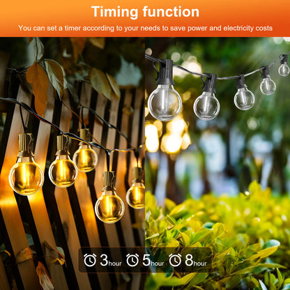 Solar-Powered G40 LED Outdoor String Lights with Shatterproof Bulbs – Weatherproof Patio and Backyard Lighting