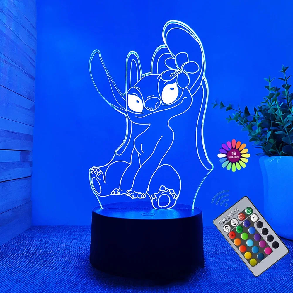 3D Illusion Stitch Night Light with Remote Control and Smart Touch Room