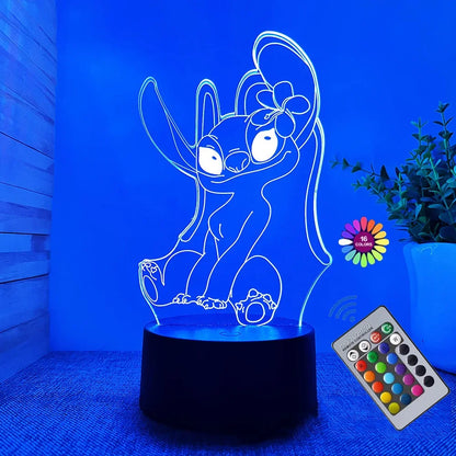 3D Illusion Stitch Night Light with Remote Control and Smart Touch Room