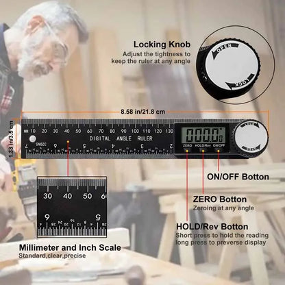 Digital Angle Finder and Measuring Scale 2-in-1 Tool for Woodworking and Precision Tasks