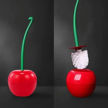 Creative Cherry Shape Red Toilet Brush and Holder Set for Bathroom Decor