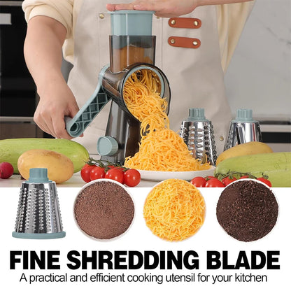 LMETJMA 3-in-1 Manual Cheese Grater and Vegetable Slicer