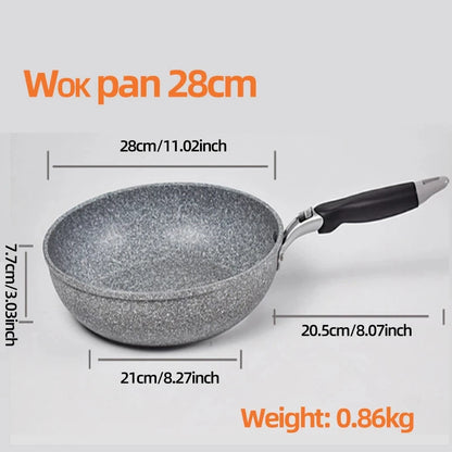 Durable Stone Frying Pan28/26/24/20cm Wok Non-stick Pan Skillet