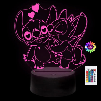 3D Illusion Stitch Night Light with Remote Control and Smart Touch Room