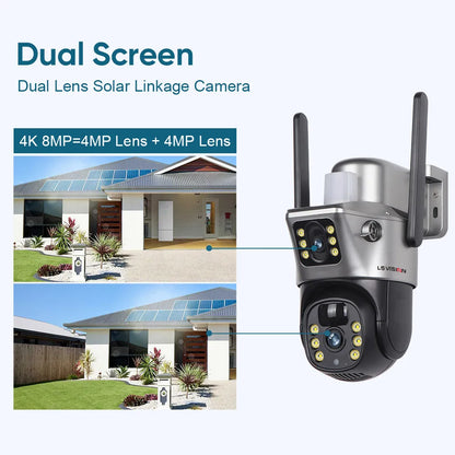 LS VISION 4K 8MP Dual-Lens Solar-Powered Security Camera with 4G/Wi-Fi and PTZ Auto-Tracking