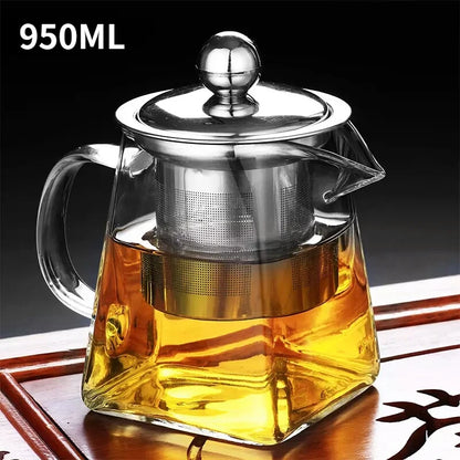 Elegant Glass Teapot with Stainless Steel Infuser – Premium Tea Brewing Set