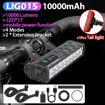 NEWBOLER LIG Series LED Bike Headlamp – 10000 Lumens Waterproof USB Rechargeable Bicycle Light