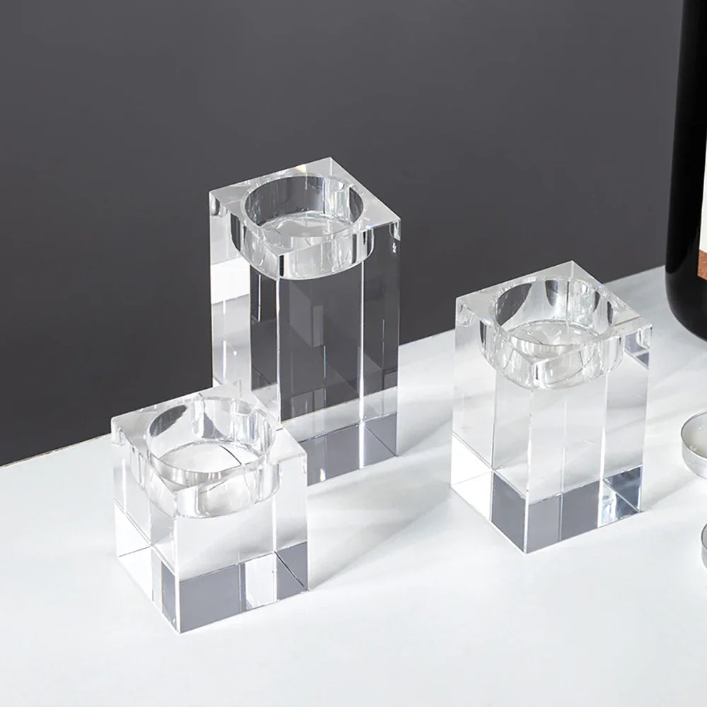 Modern Crystal Glass Candle Holders – Elegant Table Decorations for Dining, Weddings, and Special Occasions