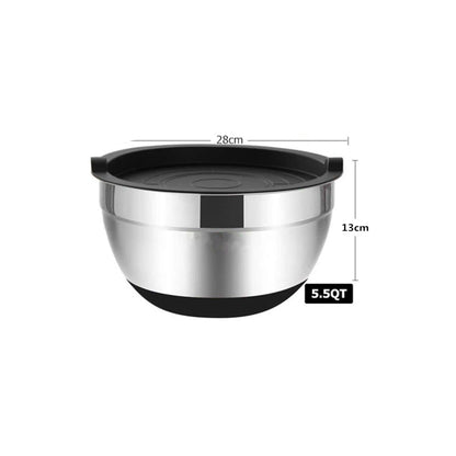 Set of Stainless Steel Mixing Bowls with Lids and Non-Slip Bases for Baking and Storage, LMETJMA JT227