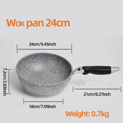 Durable Stone Frying Pan28/26/24/20cm Wok Non-stick Pan Skillet