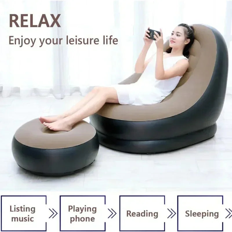 "AirLounge ComfortPro – Inflatable Recliner Sofa with Footrest"