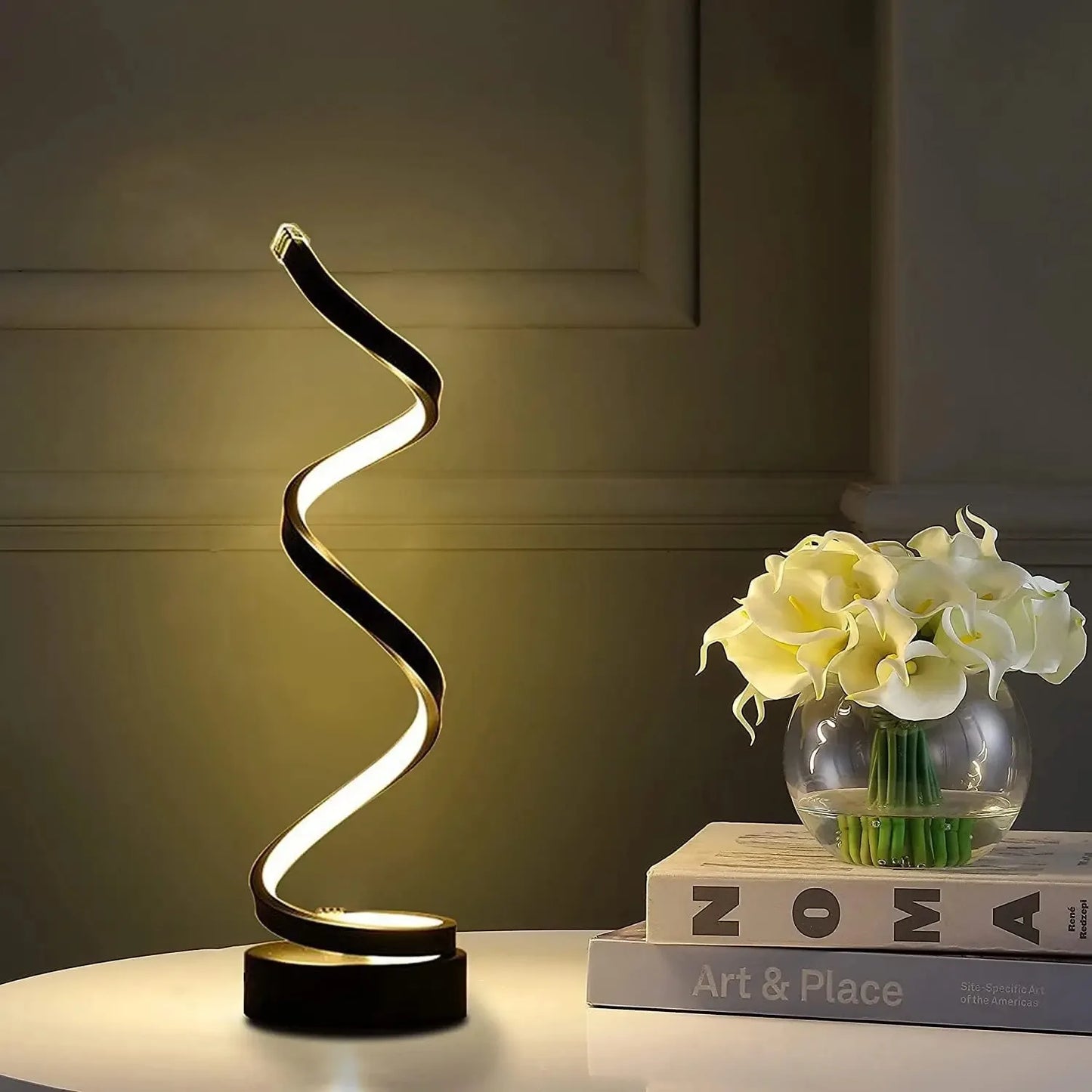 Modern Spiral Dimmable LED Table Lamp – Stylish Nightstand & Bedside Lighting