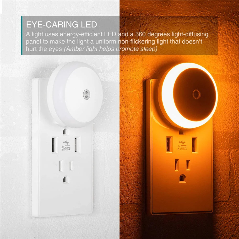 Smart LED Night Light with Sensor - Plug-in Wall Lamp for Bathroom, Kitchen, Hallway, and Bedroom