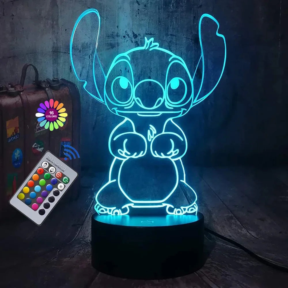 3D Illusion Stitch Night Light with Remote Control and Smart Touch Room